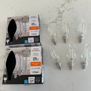 25-Watt Candelabra Dim White Filament Clear Glass Chandelier LED Bulbs